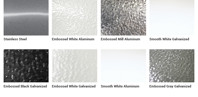 Eight finishes for vertical lift low temperature door